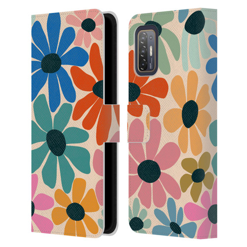 Gabriela Thomeu Retro Fun Floral Rainbow Color Leather Book Wallet Case Cover For HTC Desire 21 Pro 5G