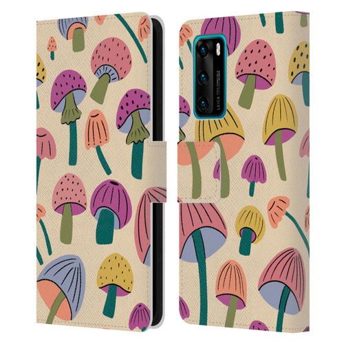 Gabriela Thomeu Retro Magic Mushroom Leather Book Wallet Case Cover For Huawei P40 5G