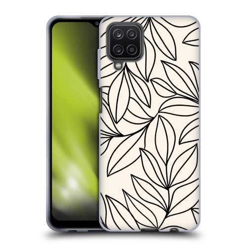 Gabriela Thomeu Floral Black And White Leaves Soft Gel Case for Samsung Galaxy A12 (2020)