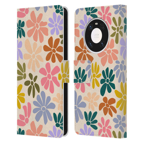 Gabriela Thomeu Retro Rainbow Color Floral Leather Book Wallet Case Cover For Huawei Mate 40 Pro 5G