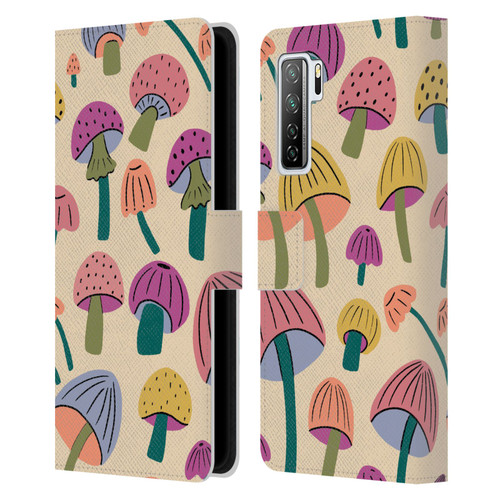 Gabriela Thomeu Retro Magic Mushroom Leather Book Wallet Case Cover For Huawei Nova 7 SE/P40 Lite 5G