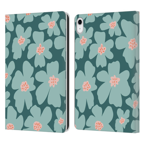 Gabriela Thomeu Retro Daisy Green Leather Book Wallet Case Cover For Apple iPad 10.9 2022/2025