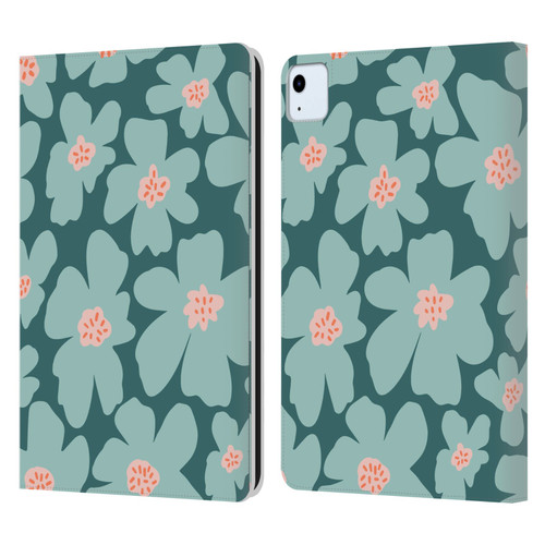 Gabriela Thomeu Retro Daisy Green Leather Book Wallet Case Cover For Apple iPad Air 11 2020/2022/2024
