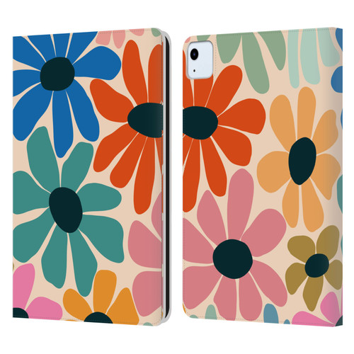 Gabriela Thomeu Retro Fun Floral Rainbow Color Leather Book Wallet Case Cover For Apple iPad Air 2020 / 2022
