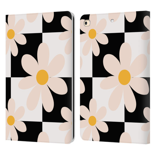Gabriela Thomeu Retro Black & White Checkered Daisies Leather Book Wallet Case Cover For Apple iPad 9.7 2017 / iPad 9.7 2018