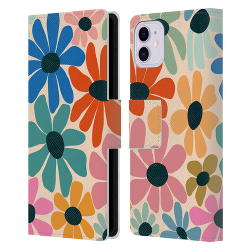 Gabriela Thomeu Retro Fun Floral Rainbow Color Leather Book Wallet Case Cover For Apple iPhone 11