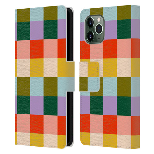 Gabriela Thomeu Retro Checkered Rainbow Vibe Leather Book Wallet Case Cover For Apple iPhone 11 Pro