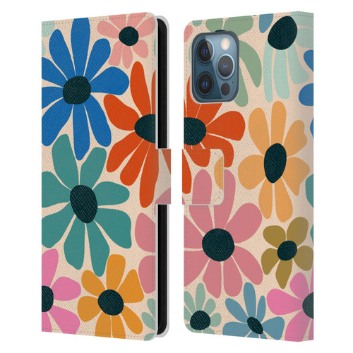 Gabriela Thomeu Retro Fun Floral Rainbow Color Leather Book Wallet Case Cover For Apple iPhone 12 Pro Max