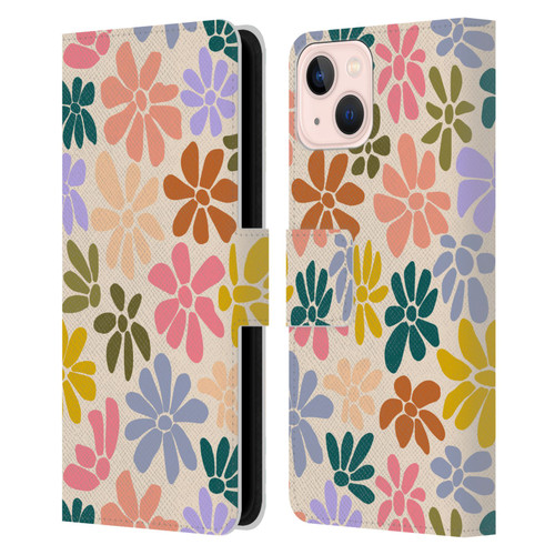 Gabriela Thomeu Retro Rainbow Color Floral Leather Book Wallet Case Cover For Apple iPhone 13
