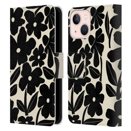 Gabriela Thomeu Retro Black And White Groovy Leather Book Wallet Case Cover For Apple iPhone 13 Mini