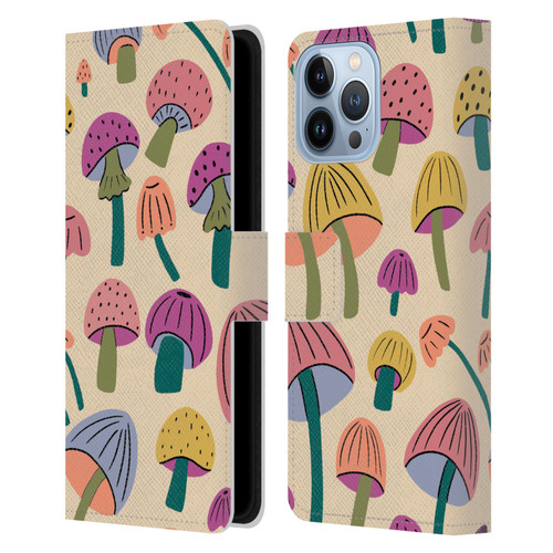 Gabriela Thomeu Retro Magic Mushroom Leather Book Wallet Case Cover For Apple iPhone 13 Pro Max