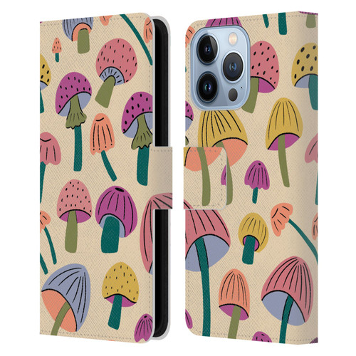 Gabriela Thomeu Retro Magic Mushroom Leather Book Wallet Case Cover For Apple iPhone 13 Pro