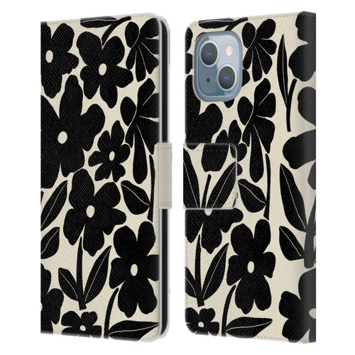 Gabriela Thomeu Retro Black And White Groovy Leather Book Wallet Case Cover For Apple iPhone 14