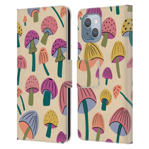 Gabriela Thomeu Retro Magic Mushroom Leather Book Wallet Case Cover For Apple iPhone 14