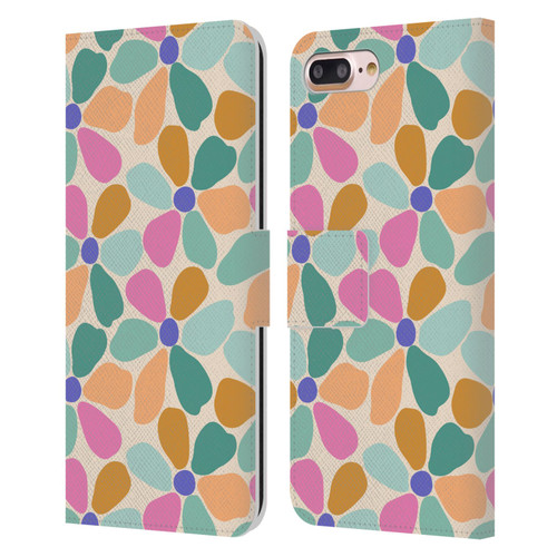 Gabriela Thomeu Retro Colorful Flowers Leather Book Wallet Case Cover For Apple iPhone 7 Plus / iPhone 8 Plus