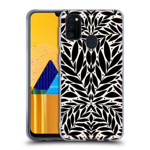 Gabriela Thomeu Floral Black And White Folk Leaves Soft Gel Case for Samsung Galaxy M30s (2019)/M21 (2020)