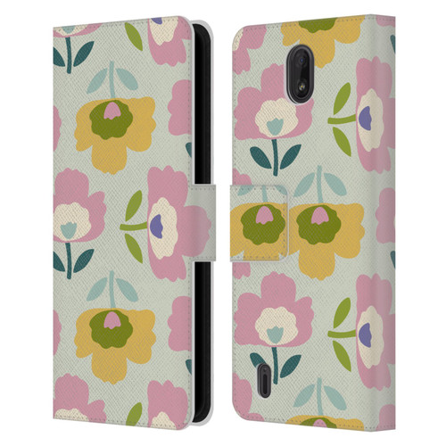 Gabriela Thomeu Retro Scandinavian Floral Leather Book Wallet Case Cover For Nokia C01 Plus/C1 2nd Edition