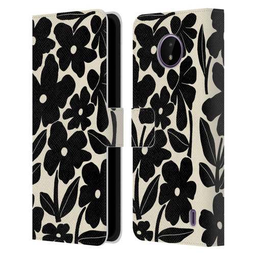 Gabriela Thomeu Retro Black And White Groovy Leather Book Wallet Case Cover For Nokia C10 / C20
