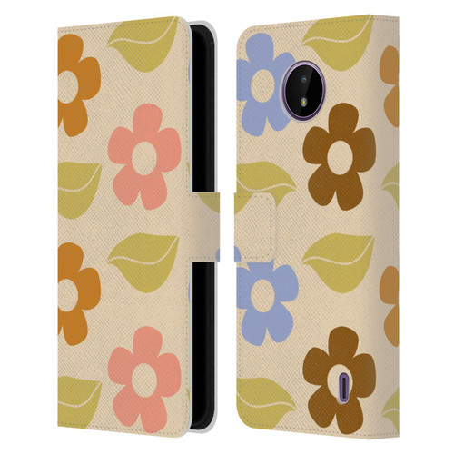 Gabriela Thomeu Retro Flower Vibe Vintage Pattern Leather Book Wallet Case Cover For Nokia C10 / C20