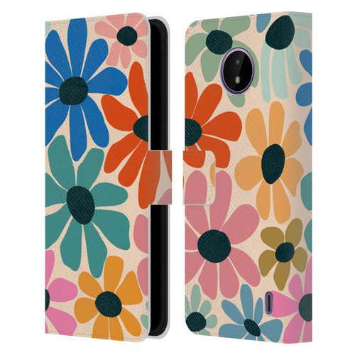 Gabriela Thomeu Retro Fun Floral Rainbow Color Leather Book Wallet Case Cover For Nokia C10 / C20