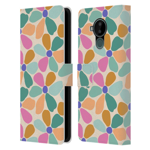 Gabriela Thomeu Retro Colorful Flowers Leather Book Wallet Case Cover For Nokia C30