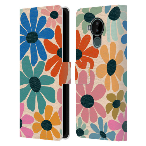 Gabriela Thomeu Retro Fun Floral Rainbow Color Leather Book Wallet Case Cover For Nokia C30