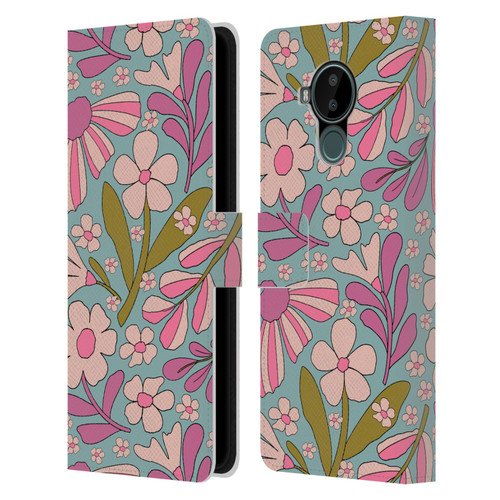 Gabriela Thomeu Retro Groovy 70s Blue Leather Book Wallet Case Cover For Nokia C30