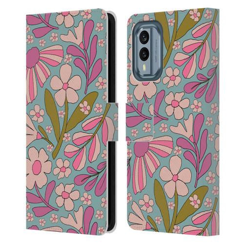Gabriela Thomeu Retro Groovy 70s Blue Leather Book Wallet Case Cover For Nokia X30