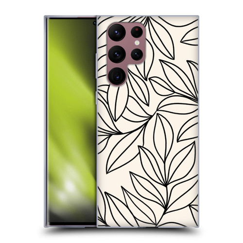 Gabriela Thomeu Floral Black And White Leaves Soft Gel Case for Samsung Galaxy S22 Ultra 5G