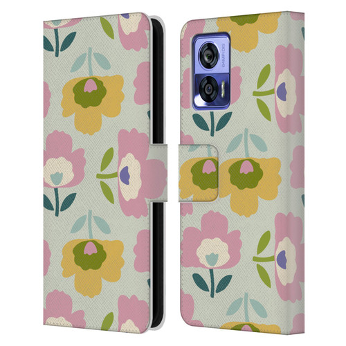 Gabriela Thomeu Retro Scandinavian Floral Leather Book Wallet Case Cover For Motorola Edge 30 Neo 5G