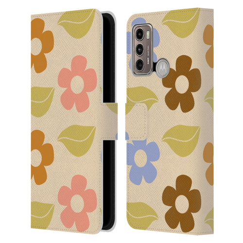 Gabriela Thomeu Retro Flower Vibe Vintage Pattern Leather Book Wallet Case Cover For Motorola Moto G60 / Moto G40 Fusion