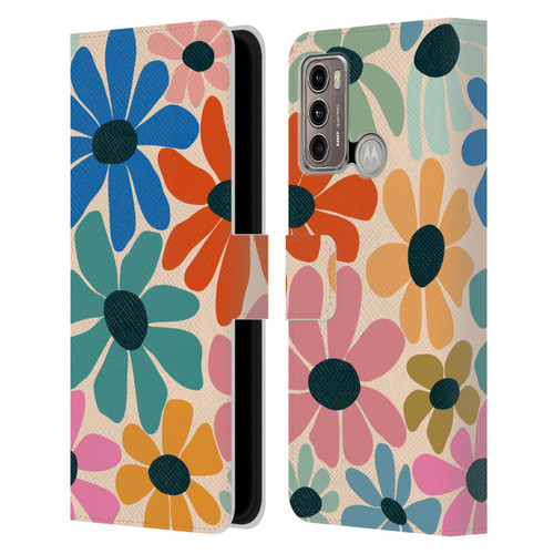 Gabriela Thomeu Retro Fun Floral Rainbow Color Leather Book Wallet Case Cover For Motorola Moto G60 / Moto G40 Fusion