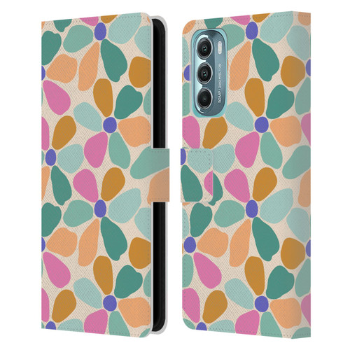 Gabriela Thomeu Retro Colorful Flowers Leather Book Wallet Case Cover For Motorola Moto G Stylus 5G (2022)