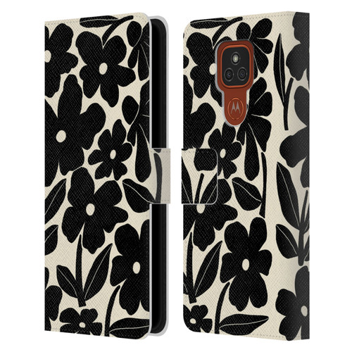 Gabriela Thomeu Retro Black And White Groovy Leather Book Wallet Case Cover For Motorola Moto E7 Plus