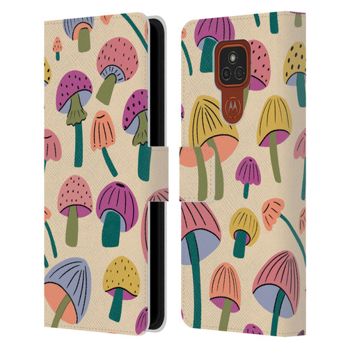 Gabriela Thomeu Retro Magic Mushroom Leather Book Wallet Case Cover For Motorola Moto E7 Plus