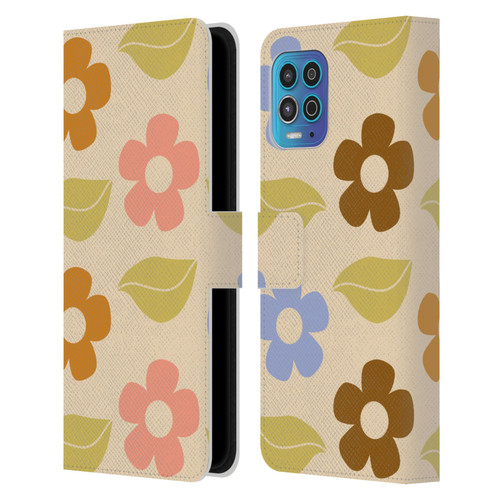 Gabriela Thomeu Retro Flower Vibe Vintage Pattern Leather Book Wallet Case Cover For Motorola Moto G100