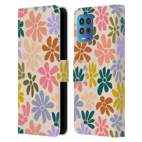 Gabriela Thomeu Retro Rainbow Color Floral Leather Book Wallet Case Cover For Motorola Moto G100