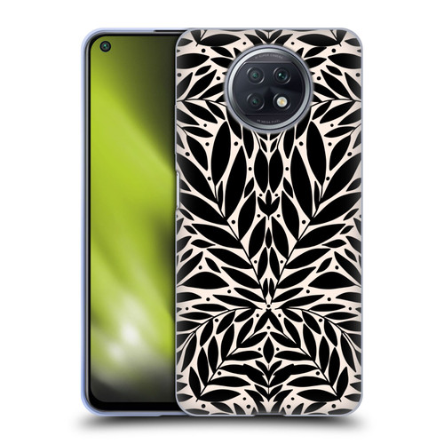 Gabriela Thomeu Floral Black And White Folk Leaves Soft Gel Case for Xiaomi Redmi Note 9T 5G
