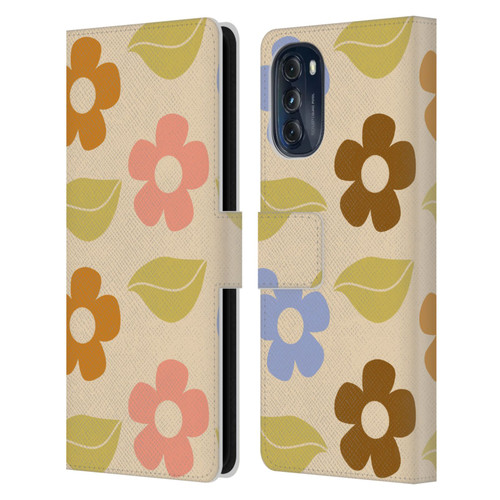 Gabriela Thomeu Retro Flower Vibe Vintage Pattern Leather Book Wallet Case Cover For Motorola Moto G (2022)