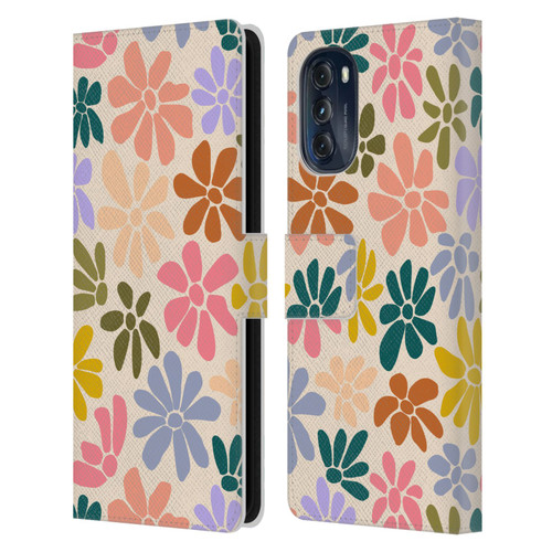 Gabriela Thomeu Retro Rainbow Color Floral Leather Book Wallet Case Cover For Motorola Moto G (2022)