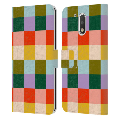 Gabriela Thomeu Retro Checkered Rainbow Vibe Leather Book Wallet Case Cover For Motorola Moto G41