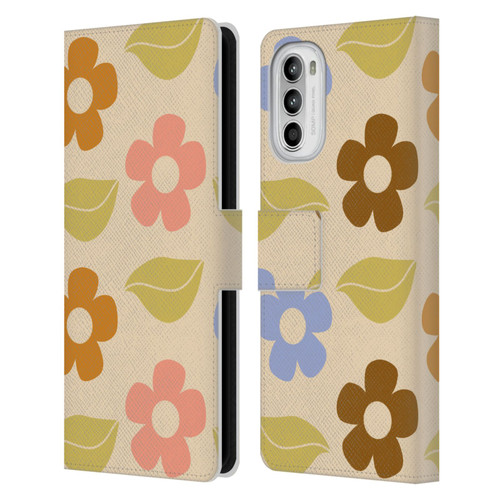 Gabriela Thomeu Retro Flower Vibe Vintage Pattern Leather Book Wallet Case Cover For Motorola Moto G52