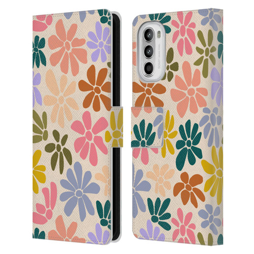 Gabriela Thomeu Retro Rainbow Color Floral Leather Book Wallet Case Cover For Motorola Moto G52