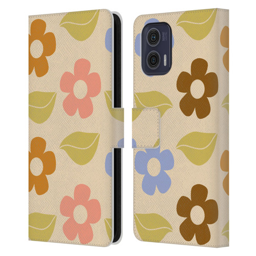 Gabriela Thomeu Retro Flower Vibe Vintage Pattern Leather Book Wallet Case Cover For Motorola Moto G73 5G