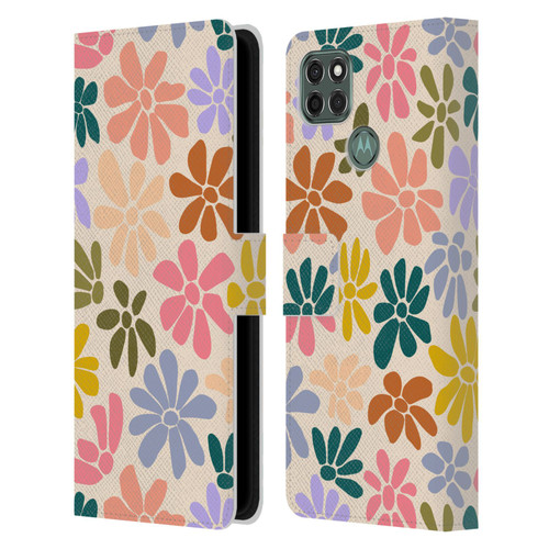 Gabriela Thomeu Retro Rainbow Color Floral Leather Book Wallet Case Cover For Motorola Moto G9 Power