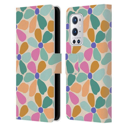 Gabriela Thomeu Retro Colorful Flowers Leather Book Wallet Case Cover For OnePlus 9 Pro