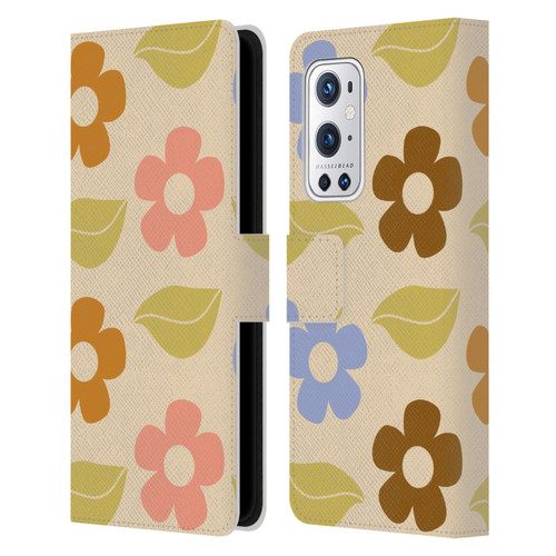 Gabriela Thomeu Retro Flower Vibe Vintage Pattern Leather Book Wallet Case Cover For OnePlus 9 Pro
