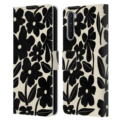 Gabriela Thomeu Retro Black And White Groovy Leather Book Wallet Case Cover For OnePlus Nord 5G