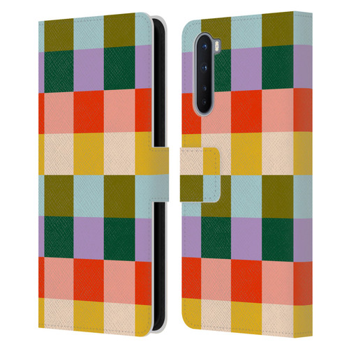 Gabriela Thomeu Retro Checkered Rainbow Vibe Leather Book Wallet Case Cover For OnePlus Nord 5G