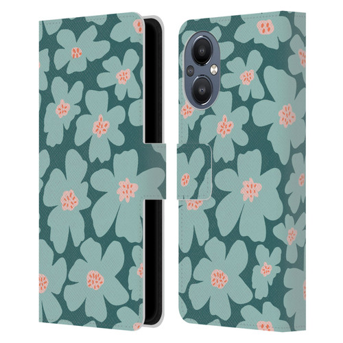 Gabriela Thomeu Retro Daisy Green Leather Book Wallet Case Cover For OnePlus Nord N20 5G